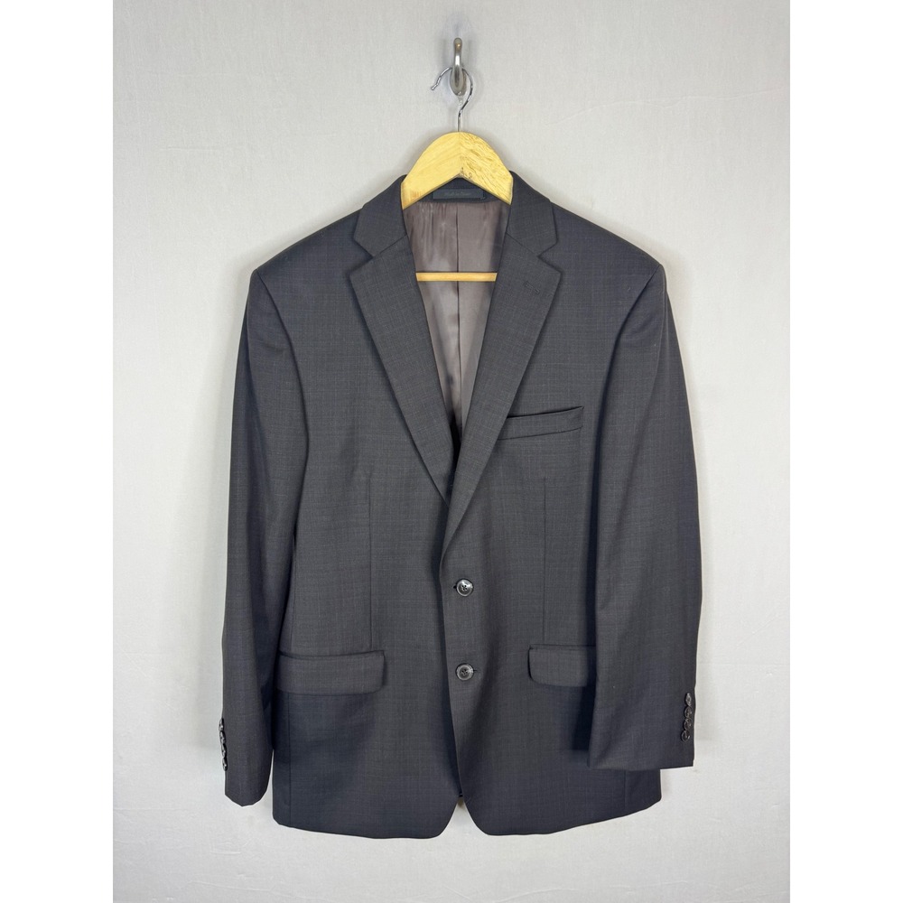 Calvin Klein Mens Charcoal Gray 100% Wool‎ 2-Button Suit Jacket Blazer 40R